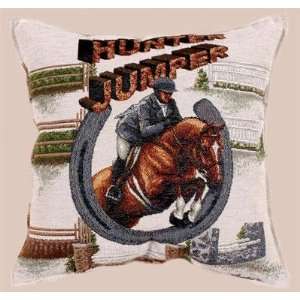  Hunter Jumper Horse Riding Tapestry Toss Pillow USA Made 