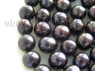 35 Natural 9mm Round Black Pearl Necklace 14k  