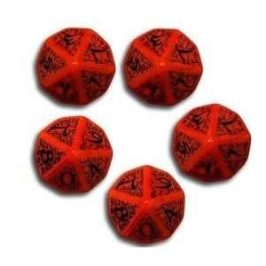  Red and Black Elvish D10 Dice (5): Toys & Games