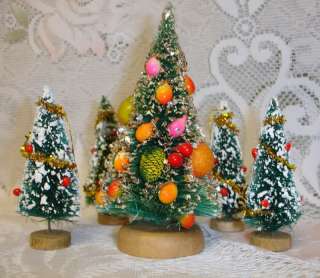 Vintage Bottle Brush Christmas Tree Mica Glitter Starburst Mini 