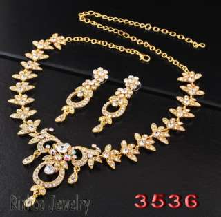   clear gold plated bridal Necklace Earring set romanticism2012  