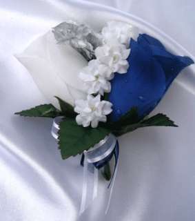 21pc Bridal bouquet wedding flower SILVER/BLUE/WHITE  