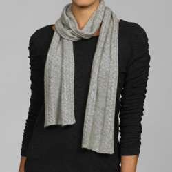 Portolano Womens Cable Knit Cashmere Scarf FINAL SALE  Overstock