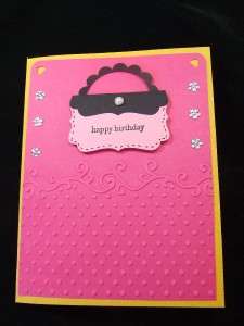 Handmade BIRTHDAY Card EMBOSSED Stampin Up Purse Sizzix  