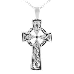 Sterling Silver Celtic Cross Necklace  Overstock