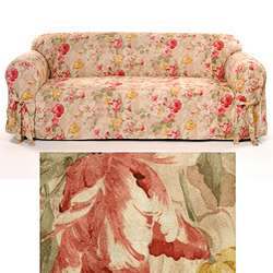 Autumn Print Floral Faux Suede Chair Slipcover  
