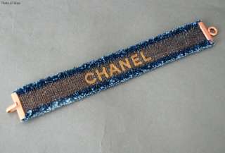 Authentic CHANEL Logo Denim Bracelet 01P w/ Box  