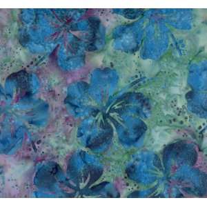   Needles Blue Hawaiian Batik Cotton Fabric By the Yard   #BPN013 200