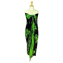 Hibiscus Lime Green and Black Sarong (Indonesia)  