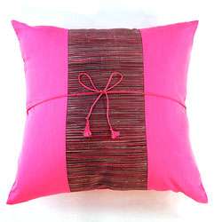 Silky Filigree Hot Pink/ Maroon Cushion Cover  
