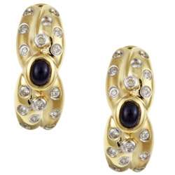   Gold Cabochon Sapphire and 1/3ct TDW Diamond Earrings  Overstock
