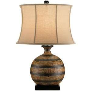 and Company 6205 Tobacco/Black Tastemaster Table Lamp with Beige Linen 