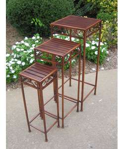 Iron/ Wood Indoor Square Plant Stand  Overstock