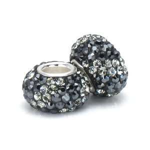 Bella Fascini Hematite & Black Diamond Crystal Pave Bead Charms, Made 