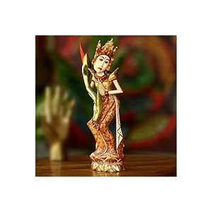    NOVICA Wood sculpture, Rice Goddess in Red Home & Kitchen