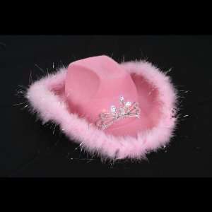    Pink Feather Blinking Rhinestone Cowboy Hat