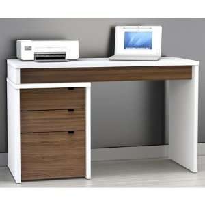    Liber T Three Drawer Desk in White/Walnut: Furniture & Decor