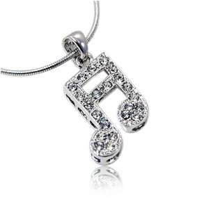  Silver Music Note Pendant Necklace Fashion Jewelry 