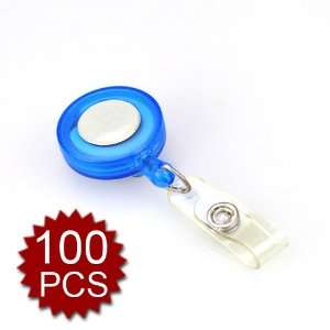  Translucent ID Card Holder Reels 100 PCS, Blue Office 