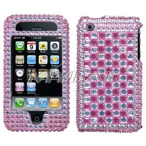  Iphone 3G 3GS Pink Checker Diamante Protector Cover 