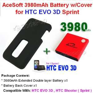  Sprint HTC EVO 3D 3980mAh Extended Longer life Battery and Battery 