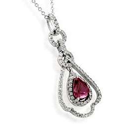   TDW Pear Shaped Ruby and Diamond Pendant (G H, SI)  Overstock