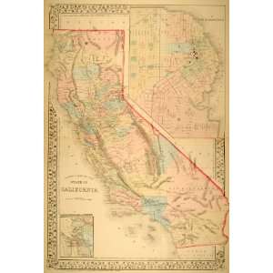 Map California San Francisco City Street Antique   Original Print Map 