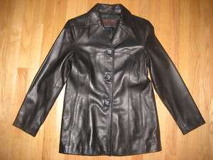 New SIENA STUDIO  Ladies Black Leather Jacket Medium  