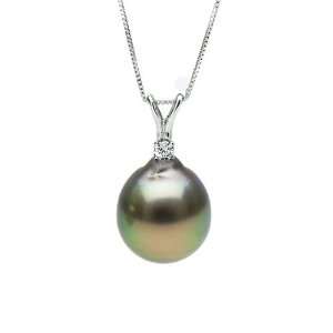  Black Tahitian Baroque Pearl and Diamond Pendant Sizes 9.0 