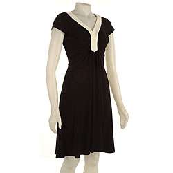 Evan Picone Black/ Ivory Matte Jersey Dress  
