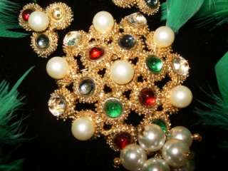 SCAASI~AMAZING VINTAGE HUGE 4 SIMULATED PEARL/CABOCHON BROOCH 