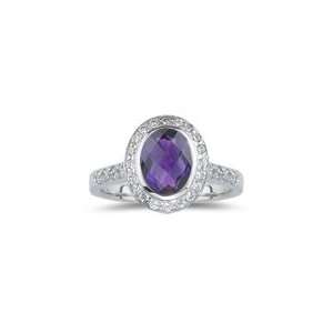  0.66 Cts Diamond & 1.69 Cts Amethyst Ring in 18K White 