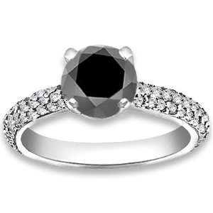  1.57 ctw 14k WG AAA Solitaire Black Diamond with White 