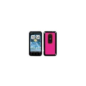   Pink / Black Gummy Skin Case for HTC EVO 3D Cell Phones & Accessories
