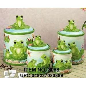 Green Frog 4 Piece Canister Set:  Kitchen & Dining