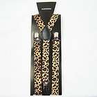 New Mens brown leopard print clip on Unisex suspenders womens braces 