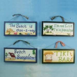 com Wooden Beach Variety Plaques 12   Set of 4   Nautical and Beach 