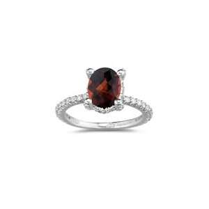  0.56 Cts Diamond & 2.10 Cts Garnet Ring in 14K White Gold 