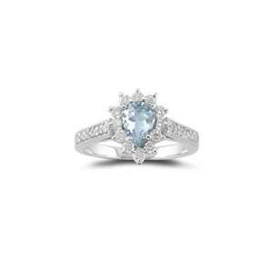  0.44 Ct Diamond & 0.72 Ct Sky Blue Topaz Ring in 18K White 
