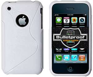 White S Shape TPU Skin Rubber Soft Gel Case Cover+LCD Film For iPhone 