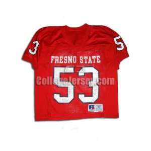 Red No. 53 Game Used Fresno State Russell Football Jersey  