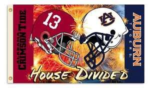 Alabama Auburn House Divided 3x5 Flag Banner Helmets  