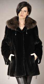   Mink Fur jacket with genuine Barguzinsky Russian Sable collar  