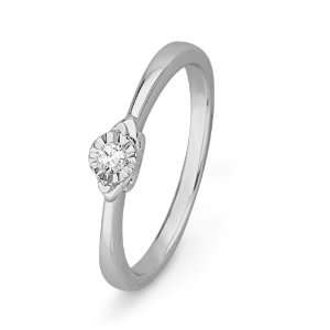  Sterling Silver Round Diamond Promise Ring (1/10 cttw) D 