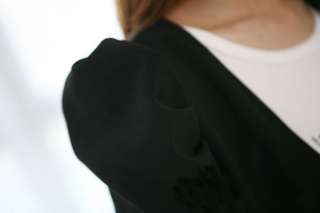 New Korean Women One Button Long Sleeve Bolero Shrug Jacket Coat Black 
