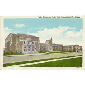   Postcard Junior College and Senior High School   Dodge City Kansas