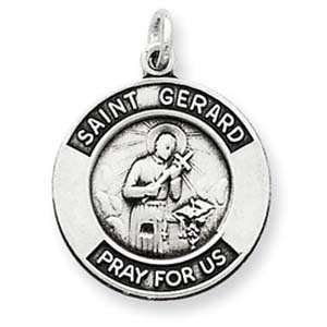  Sterling Silver Oxidized St. Gerard Medal Pendant Jewelry