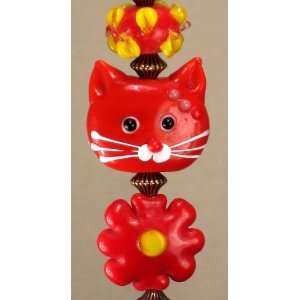  Red Faced Cat Flower Power Ceiling Fan Pull