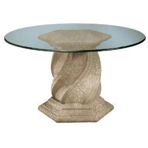   Column Tuscan Beige Dining Table w/ Round Glass Top: Furniture & Decor