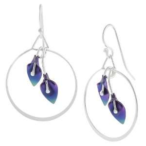    Sterling Silver Purple Blue colored Dangle Earrings: Jewelry